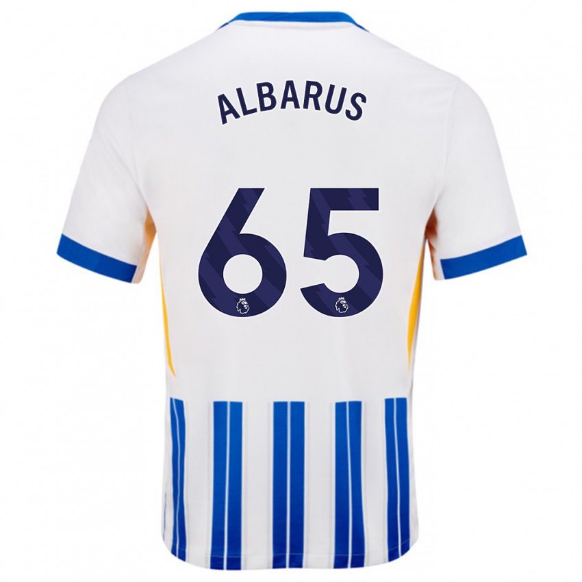 Kinderen Zane Albarus #65 Wit Blauwe Krijtstrepen Thuisshirt Thuistenue 2024/25 T-Shirt