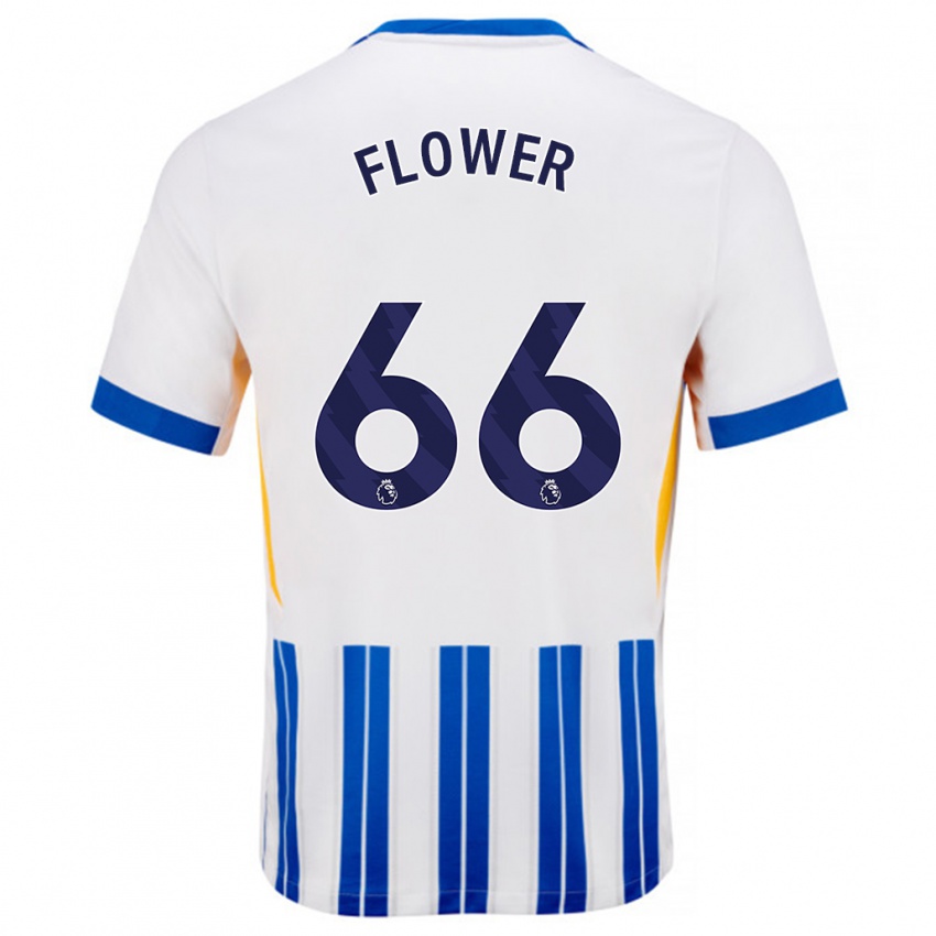 Kinderen Louis Flower #66 Wit Blauwe Krijtstrepen Thuisshirt Thuistenue 2024/25 T-Shirt