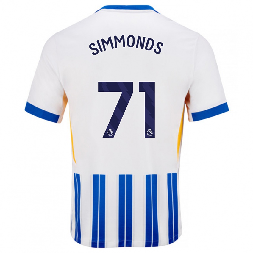 Kinderen Freddie Simmonds #71 Wit Blauwe Krijtstrepen Thuisshirt Thuistenue 2024/25 T-Shirt