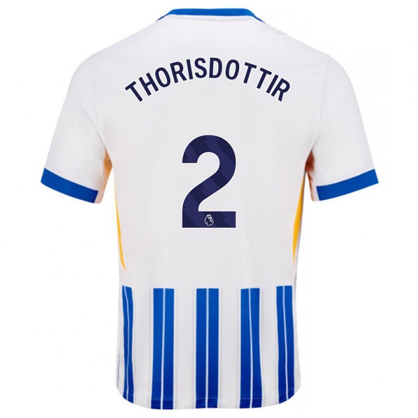 Kinderen Maria Thorisdottir #2 Wit Blauwe Krijtstrepen Thuisshirt Thuistenue 2024/25 T-Shirt