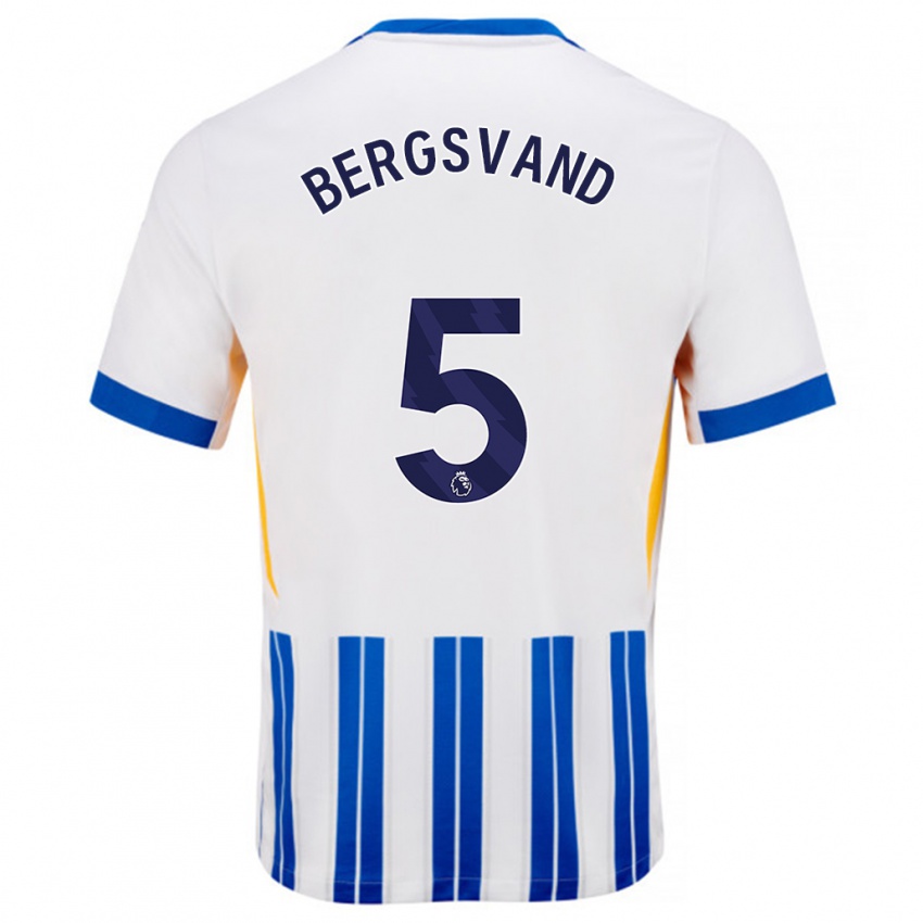 Kinderen Guro Bergsvand #5 Wit Blauwe Krijtstrepen Thuisshirt Thuistenue 2024/25 T-Shirt