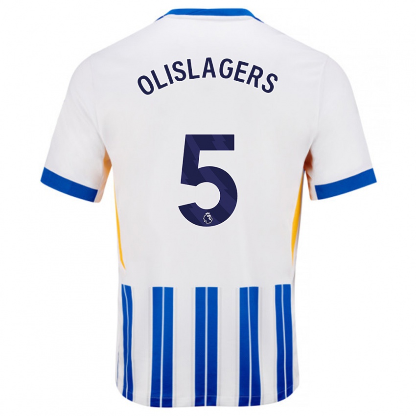 Kinderen Marisa Olislagers #5 Wit Blauwe Krijtstrepen Thuisshirt Thuistenue 2024/25 T-Shirt