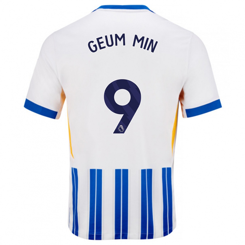 Kinderen Lee Geum-Min #9 Wit Blauwe Krijtstrepen Thuisshirt Thuistenue 2024/25 T-Shirt