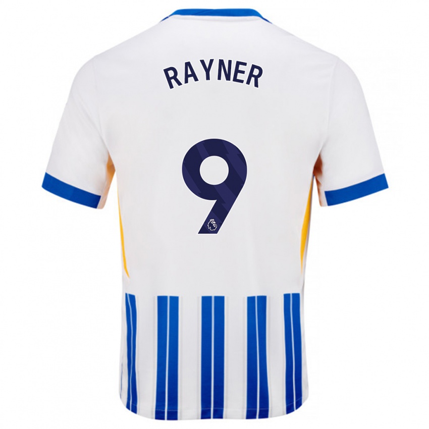 Kinderen Rebecca Rayner #9 Wit Blauwe Krijtstrepen Thuisshirt Thuistenue 2024/25 T-Shirt