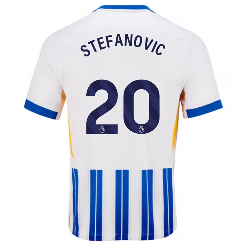 Kinderen Dejana Stefanović #20 Wit Blauwe Krijtstrepen Thuisshirt Thuistenue 2024/25 T-Shirt