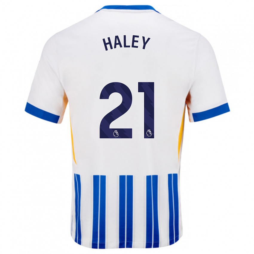 Kinderen Madison Haley #21 Wit Blauwe Krijtstrepen Thuisshirt Thuistenue 2024/25 T-Shirt