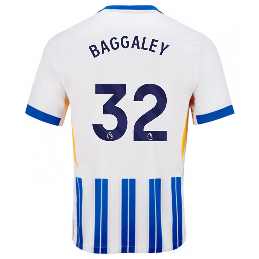 Kinderen Sophie Baggaley #32 Wit Blauwe Krijtstrepen Thuisshirt Thuistenue 2024/25 T-Shirt