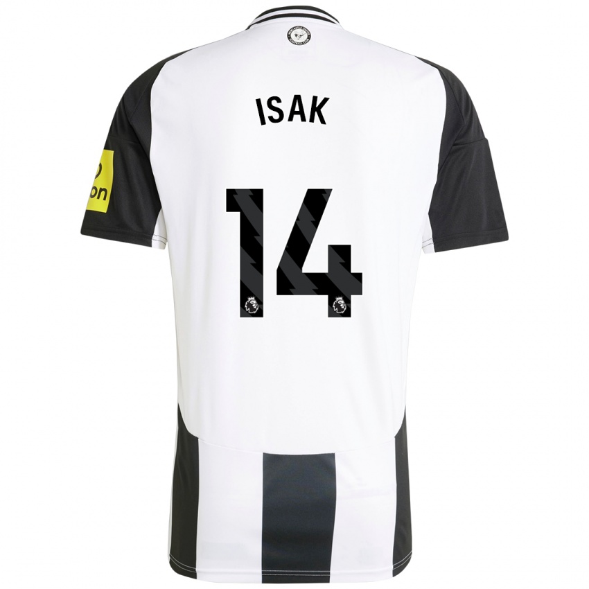 Kinderen Alexander Isak #14 Wit Zwart Thuisshirt Thuistenue 2024/25 T-Shirt