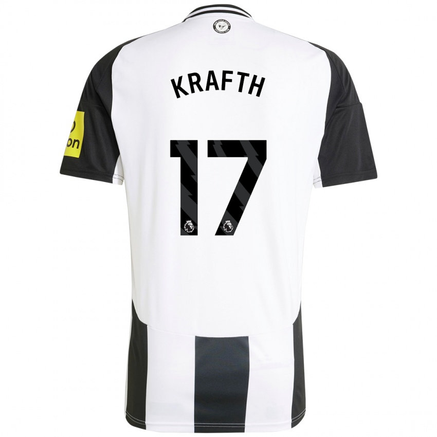 Kinderen Emil Krafth #17 Wit Zwart Thuisshirt Thuistenue 2024/25 T-Shirt