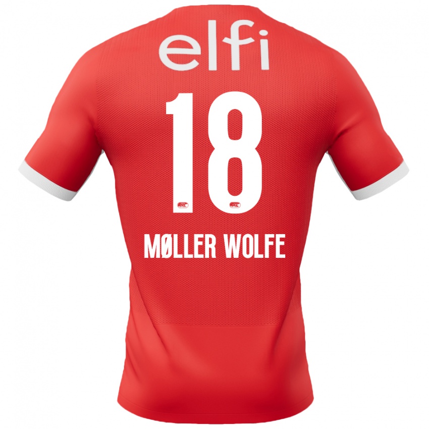 Kinderen David Møller Wolfe #18 Rood Wit Thuisshirt Thuistenue 2024/25 T-Shirt