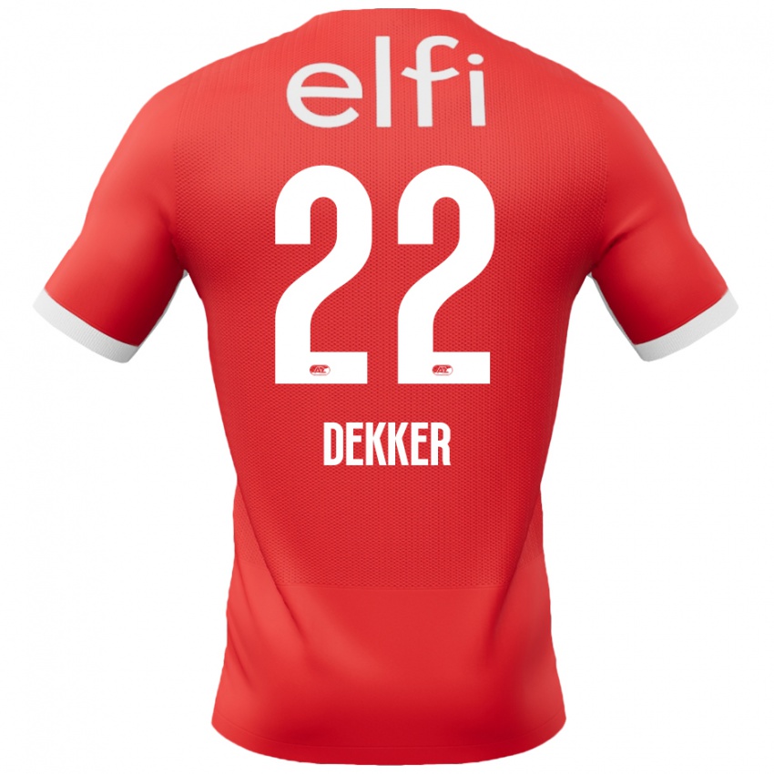 Kinderen Maxim Dekker #22 Rood Wit Thuisshirt Thuistenue 2024/25 T-Shirt