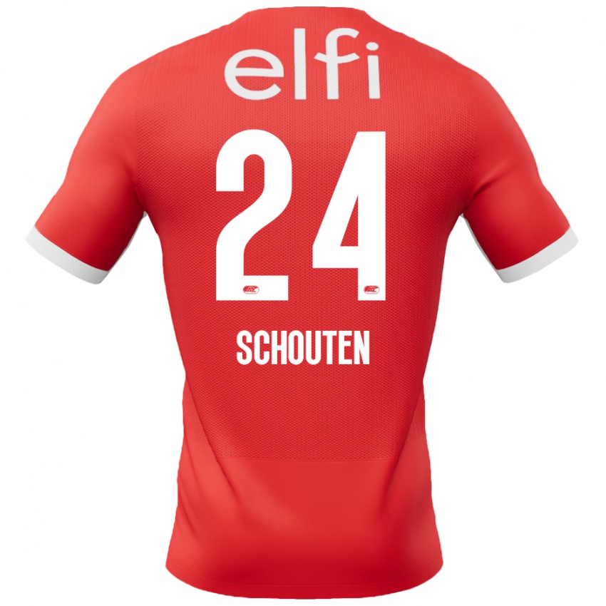 Kinderen Lewis Schouten #24 Rood Wit Thuisshirt Thuistenue 2024/25 T-Shirt