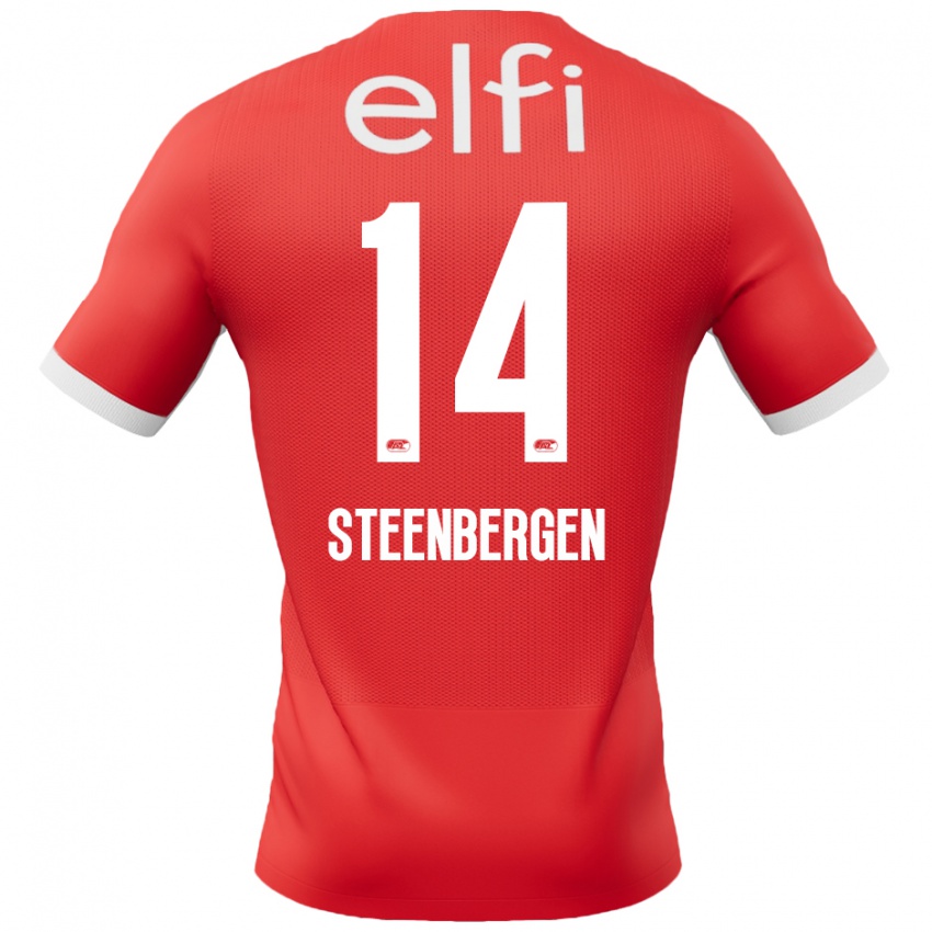 Kinderen Thom Steenbergen #14 Rood Wit Thuisshirt Thuistenue 2024/25 T-Shirt