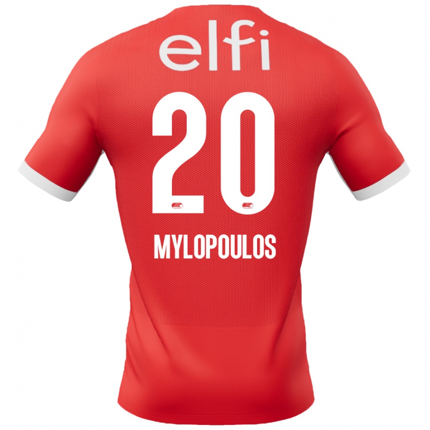 Kinderen Marios Mylopoulos #20 Rood Wit Thuisshirt Thuistenue 2024/25 T-Shirt