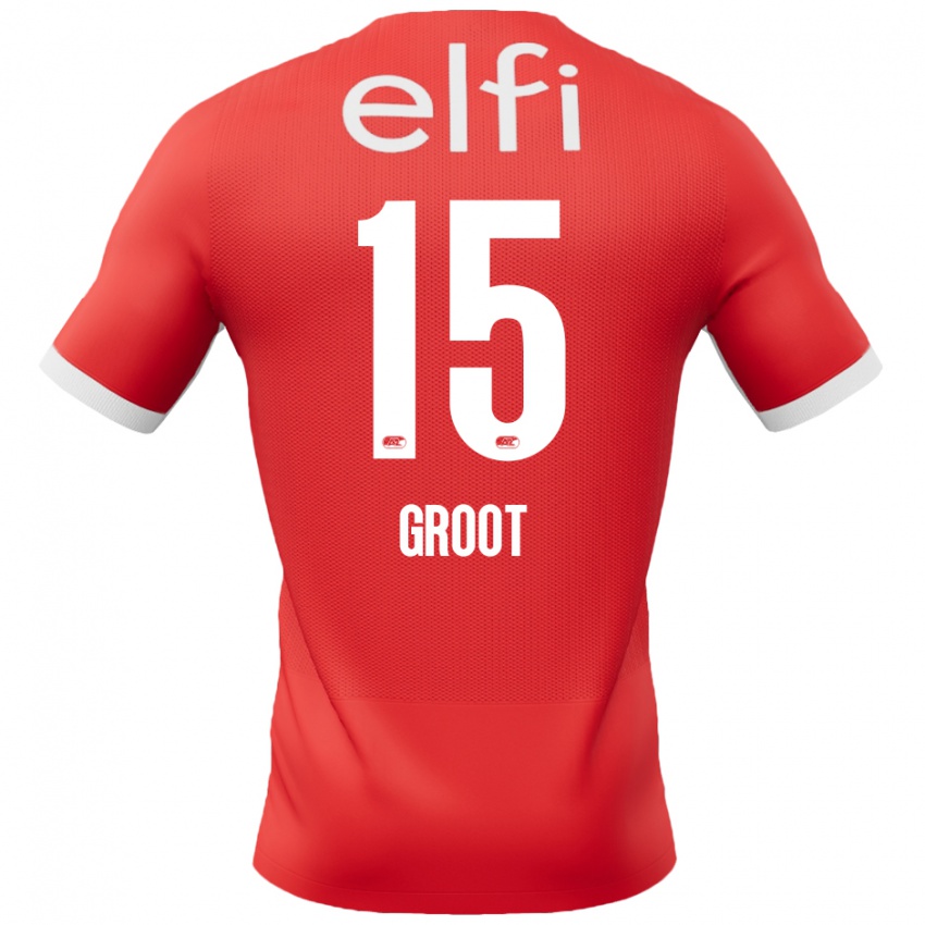 Kinderen Pleun Groot #15 Rood Wit Thuisshirt Thuistenue 2024/25 T-Shirt