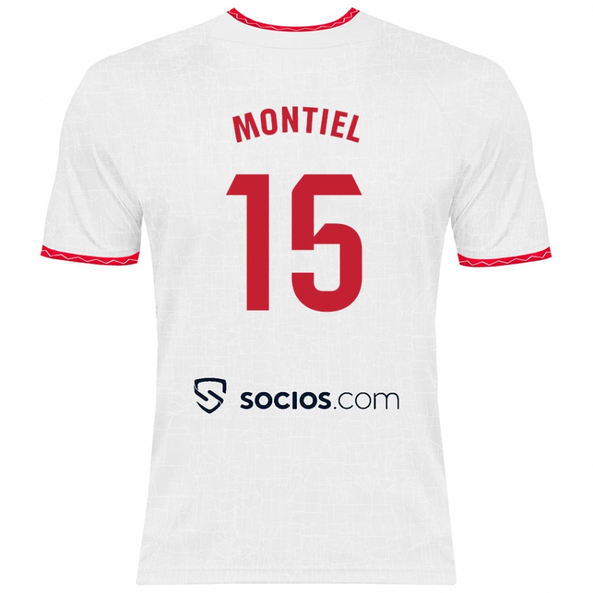 Kinderen Gonzalo Montiel #15 Wit Rood Thuisshirt Thuistenue 2024/25 T-Shirt