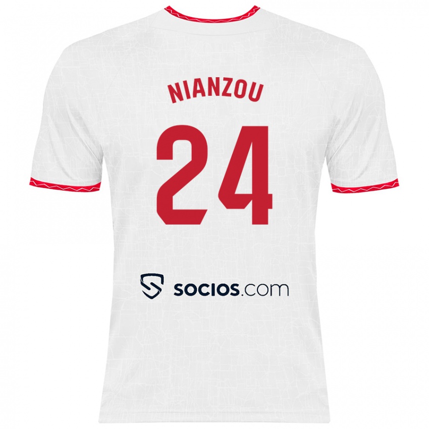 Kinderen Tanguy Nianzou #24 Wit Rood Thuisshirt Thuistenue 2024/25 T-Shirt