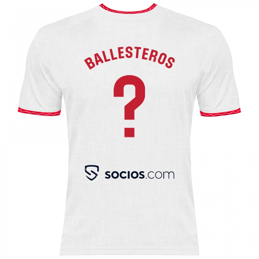 Kinderen Gonzalo Ballesteros #0 Wit Rood Thuisshirt Thuistenue 2024/25 T-Shirt