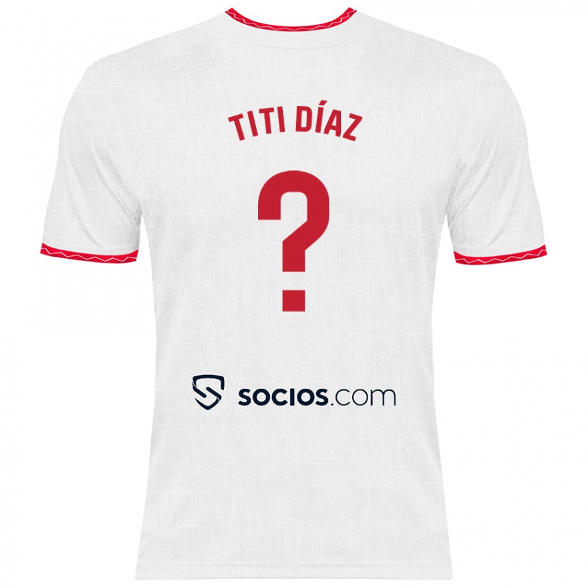 Kinderen Titi Díaz #0 Wit Rood Thuisshirt Thuistenue 2024/25 T-Shirt