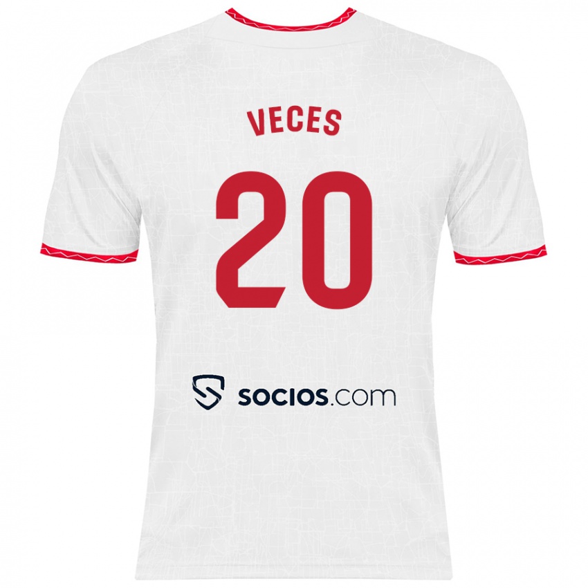 Kinderen Sergio Veces #20 Wit Rood Thuisshirt Thuistenue 2024/25 T-Shirt