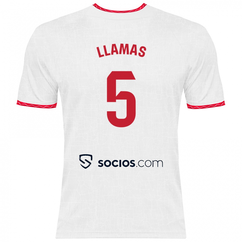 Kinderen Eva Llamas Hernández #5 Wit Rood Thuisshirt Thuistenue 2024/25 T-Shirt