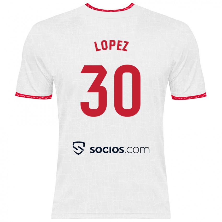 Kinderen Alba López #30 Wit Rood Thuisshirt Thuistenue 2024/25 T-Shirt