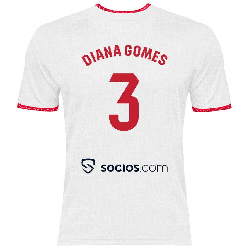 Kinderen Diana Catarina Ribeiro Gomes #3 Wit Rood Thuisshirt Thuistenue 2024/25 T-Shirt