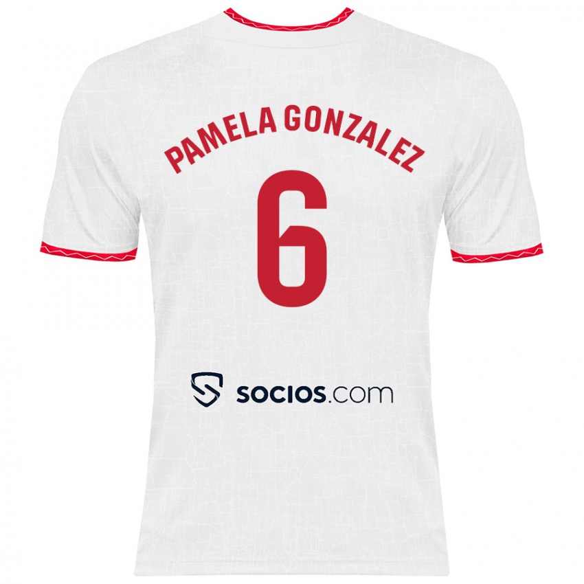 Kinderen Cinthia Pamela González Medina #6 Wit Rood Thuisshirt Thuistenue 2024/25 T-Shirt