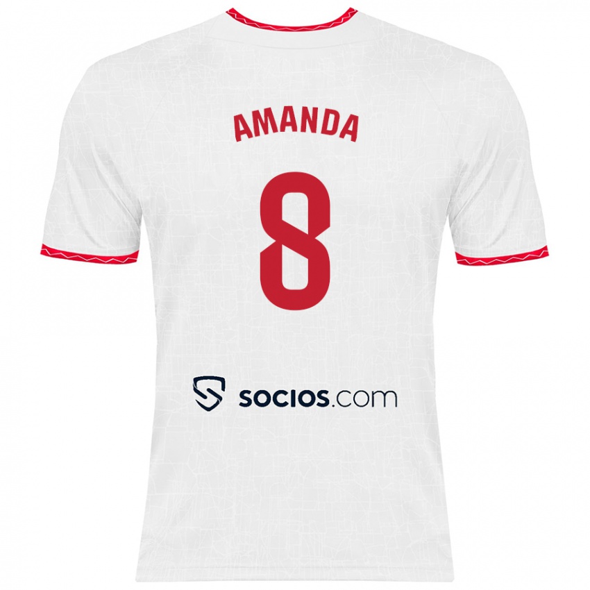 Kinderen Amanda Sampedro Bustos #8 Wit Rood Thuisshirt Thuistenue 2024/25 T-Shirt