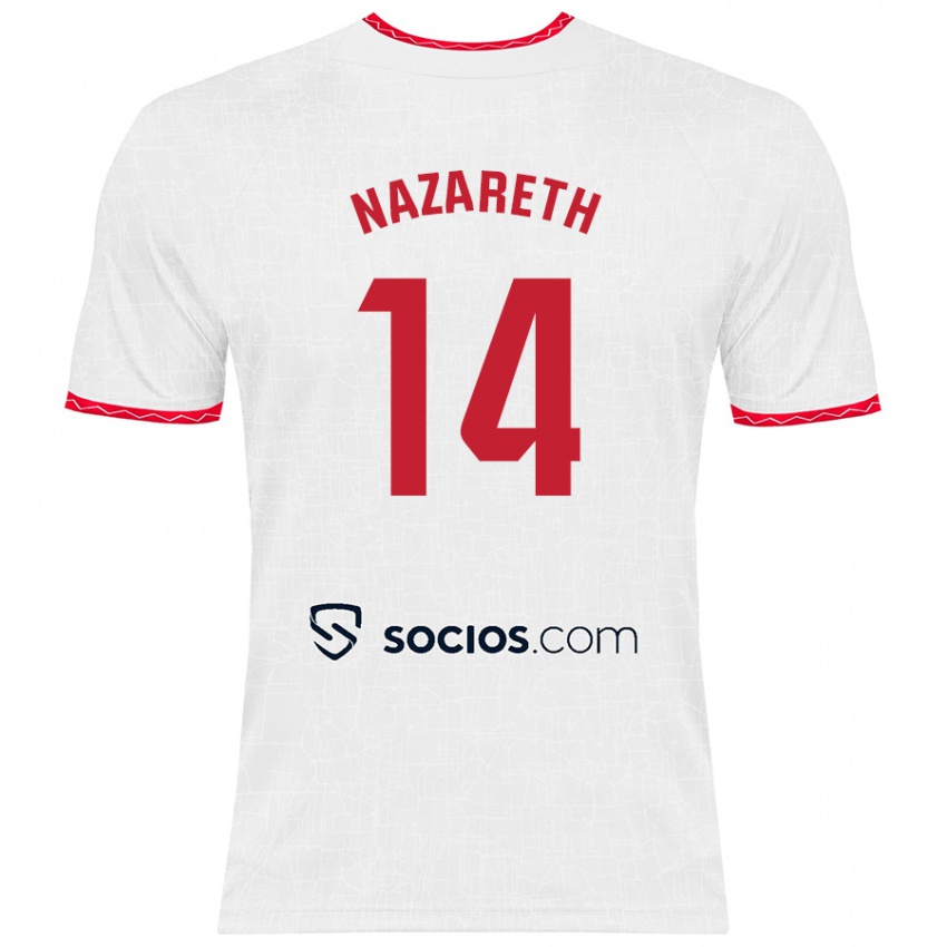 Kinderen Nazaret Martín #14 Wit Rood Thuisshirt Thuistenue 2024/25 T-Shirt