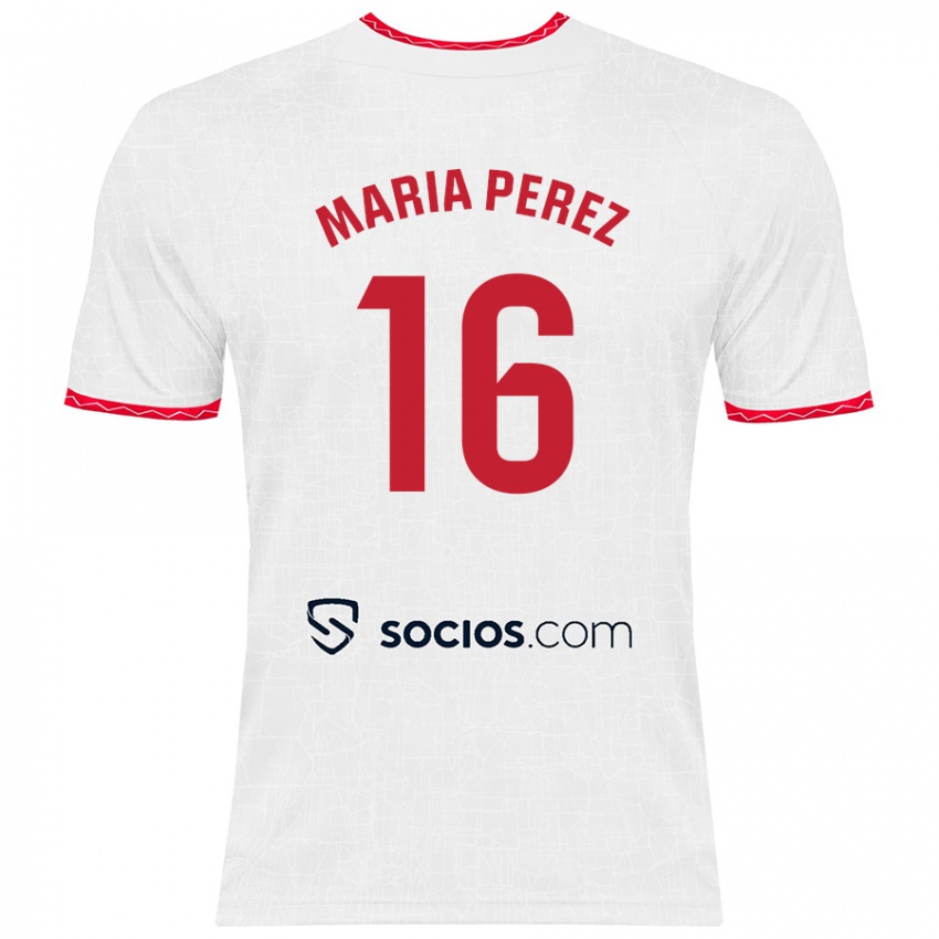 Kinderen María Pérez Rabaza #16 Wit Rood Thuisshirt Thuistenue 2024/25 T-Shirt