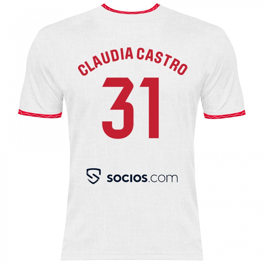 Kinderen Claudia Castro Romero #31 Wit Rood Thuisshirt Thuistenue 2024/25 T-Shirt