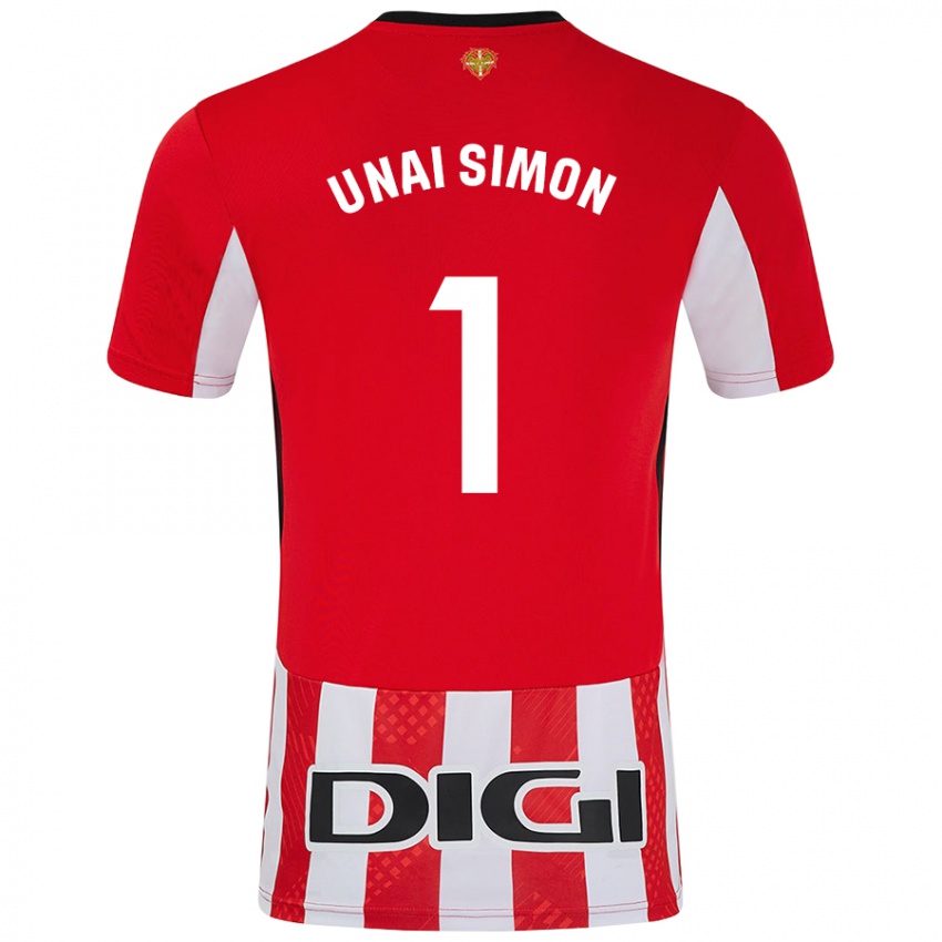 Kinderen Unai Simón #1 Rood Wit Thuisshirt Thuistenue 2024/25 T-Shirt