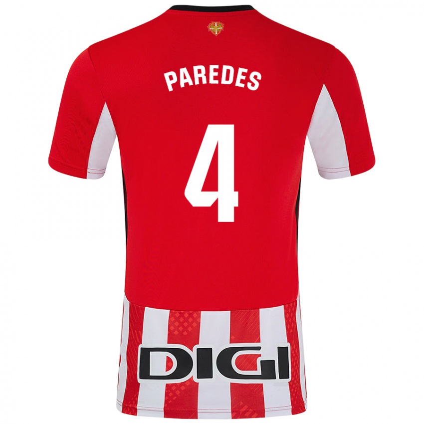 Kinderen Aitor Paredes #4 Rood Wit Thuisshirt Thuistenue 2024/25 T-Shirt