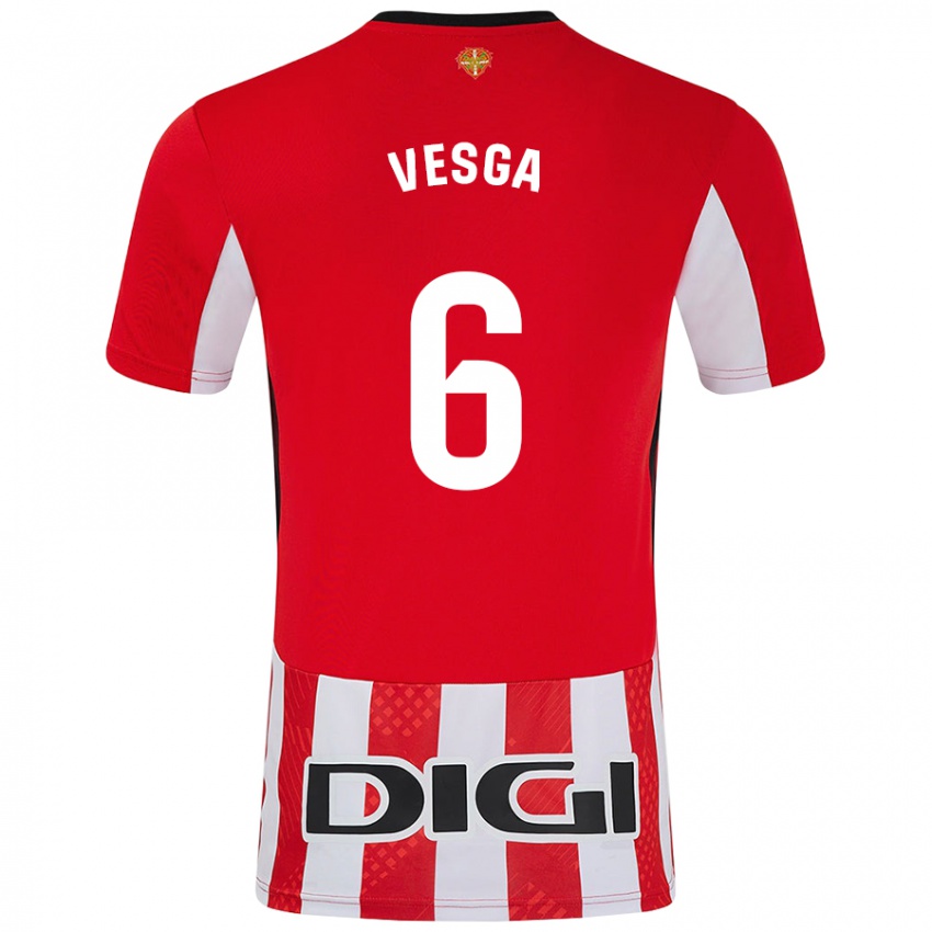 Kinderen Mikel Vesga #6 Rood Wit Thuisshirt Thuistenue 2024/25 T-Shirt