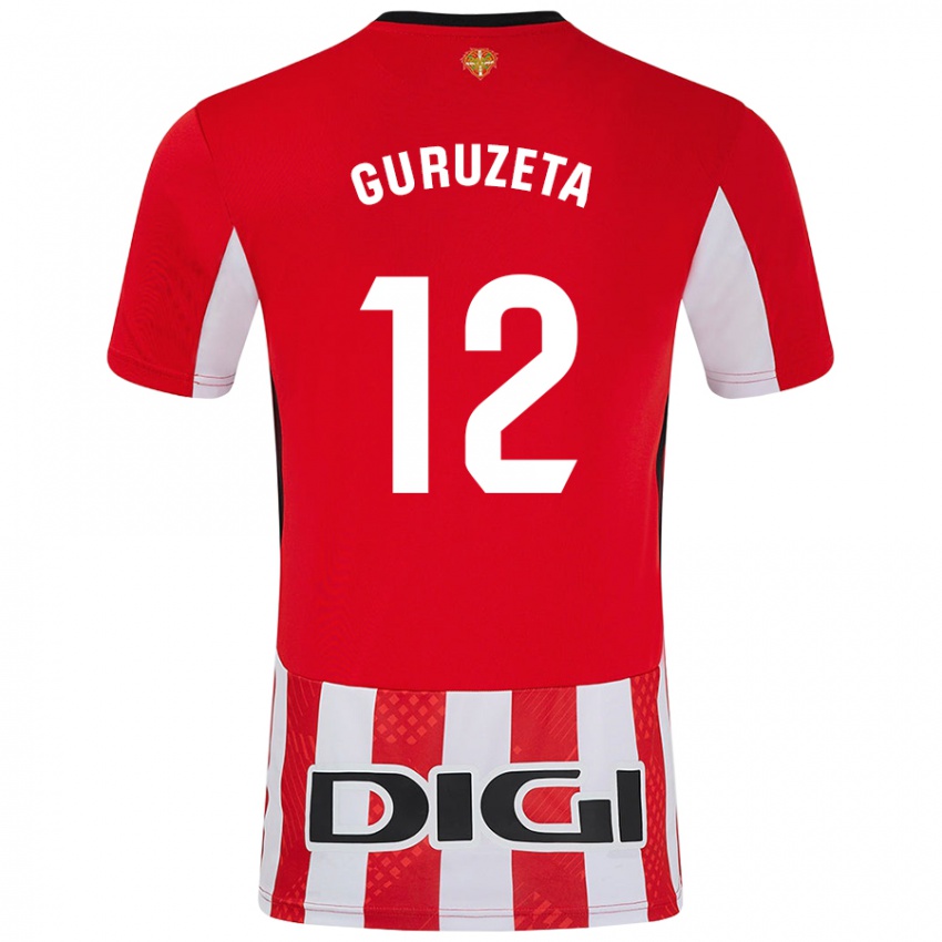 Kinderen Gorka Guruzeta #12 Rood Wit Thuisshirt Thuistenue 2024/25 T-Shirt