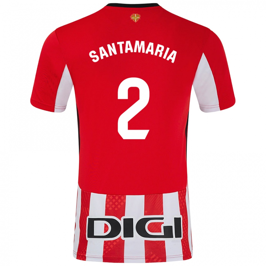 Kinderen Unai Santamaría #2 Rood Wit Thuisshirt Thuistenue 2024/25 T-Shirt