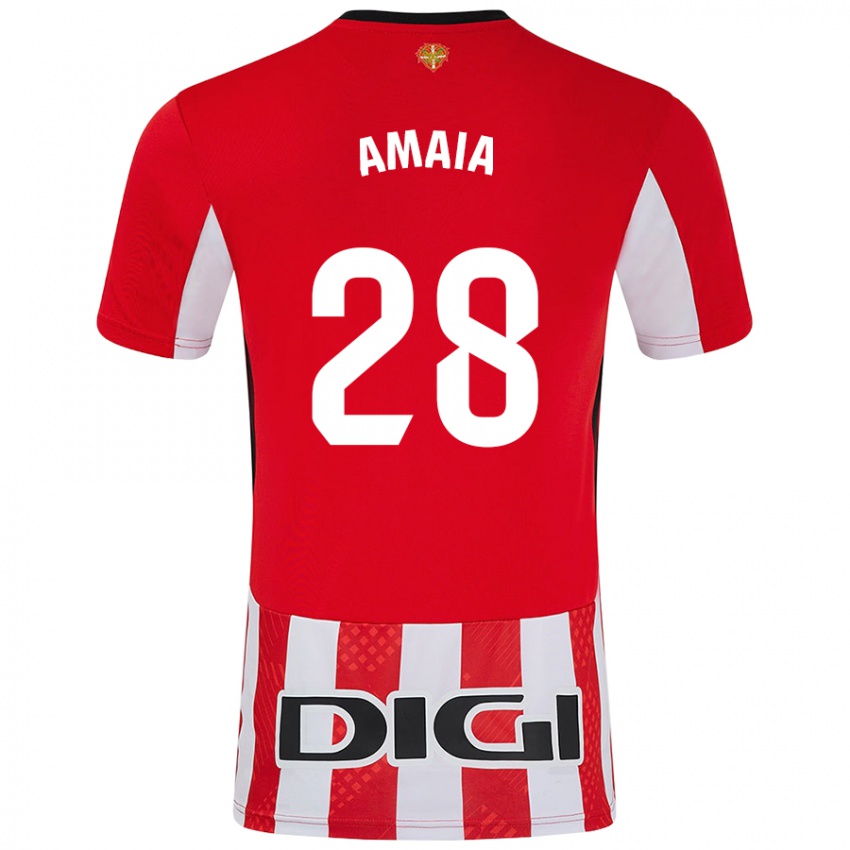 Kinderen Amaia Martinez De La Peña #28 Rood Wit Thuisshirt Thuistenue 2024/25 T-Shirt