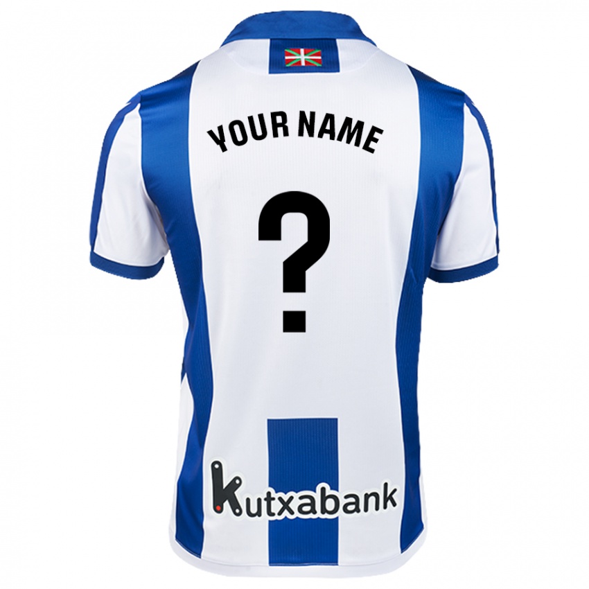 Kinderen Uw Naam #0 Wit Blauw Thuisshirt Thuistenue 2024/25 T-Shirt