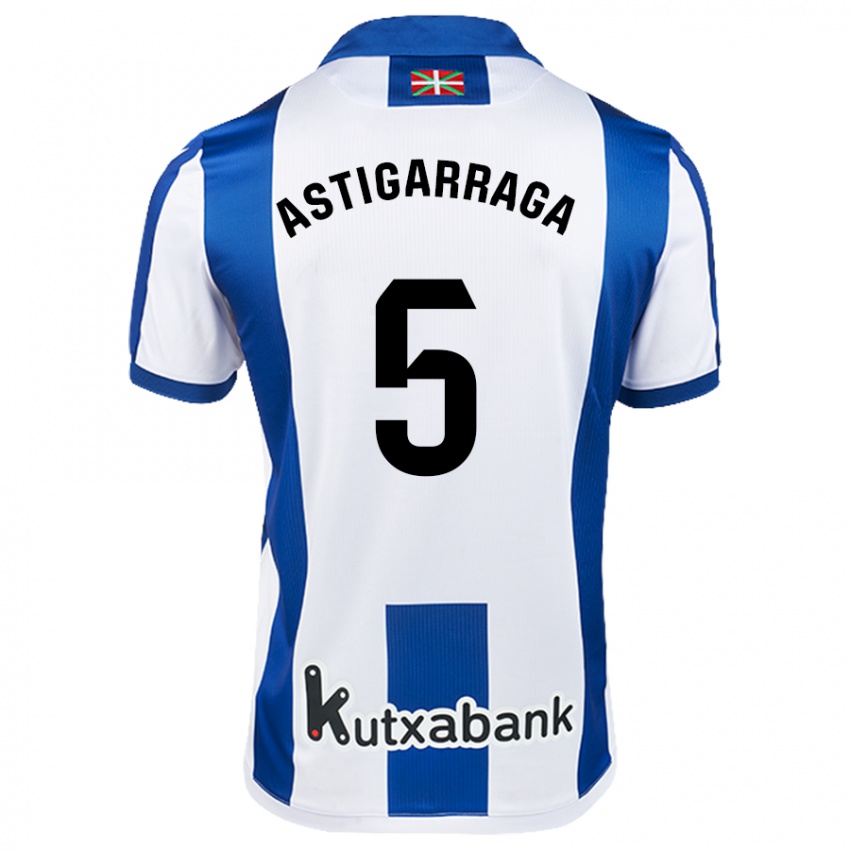 Kinderen Eneko Astigarraga #5 Wit Blauw Thuisshirt Thuistenue 2024/25 T-Shirt