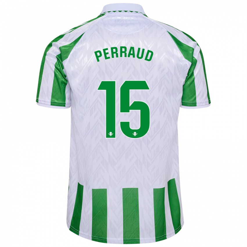 Kinderen Romain Perraud #15 Groen Witte Strepen Thuisshirt Thuistenue 2024/25 T-Shirt