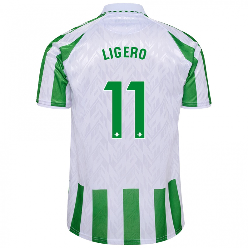 Kinderen Nuria Ligero #11 Groen Witte Strepen Thuisshirt Thuistenue 2024/25 T-Shirt