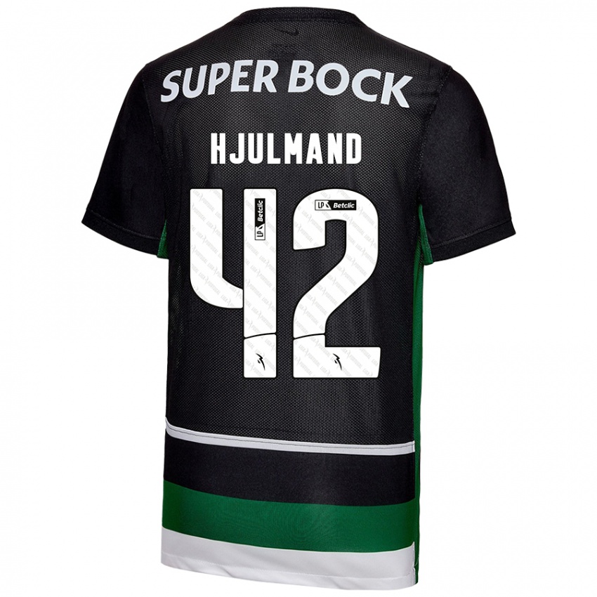 Kinderen Morten Hjulmand #42 Zwart Wit Groen Thuisshirt Thuistenue 2024/25 T-Shirt