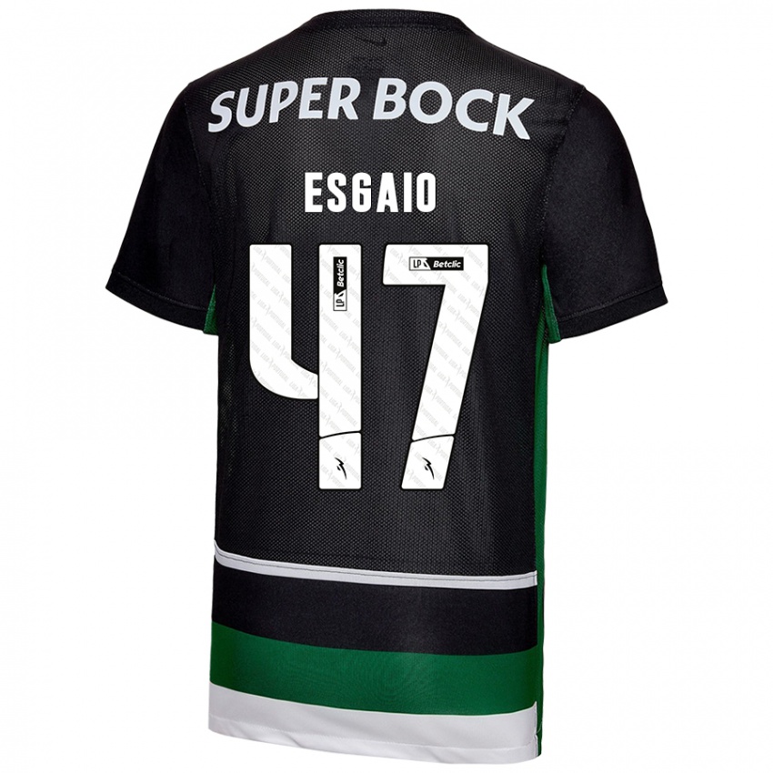 Kinderen Ricardo Esgaio #47 Zwart Wit Groen Thuisshirt Thuistenue 2024/25 T-Shirt