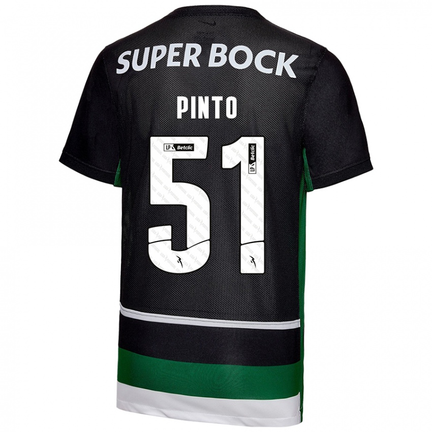 Kinderen Diogo Pinto #51 Zwart Wit Groen Thuisshirt Thuistenue 2024/25 T-Shirt