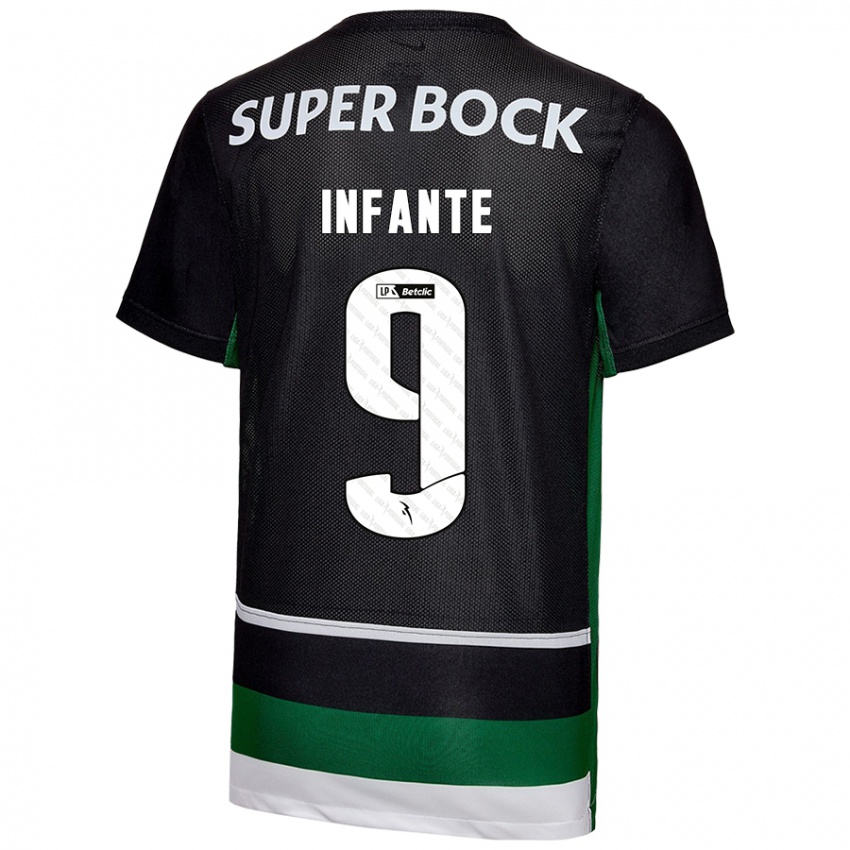 Kinderen João Infante #9 Zwart Wit Groen Thuisshirt Thuistenue 2024/25 T-Shirt