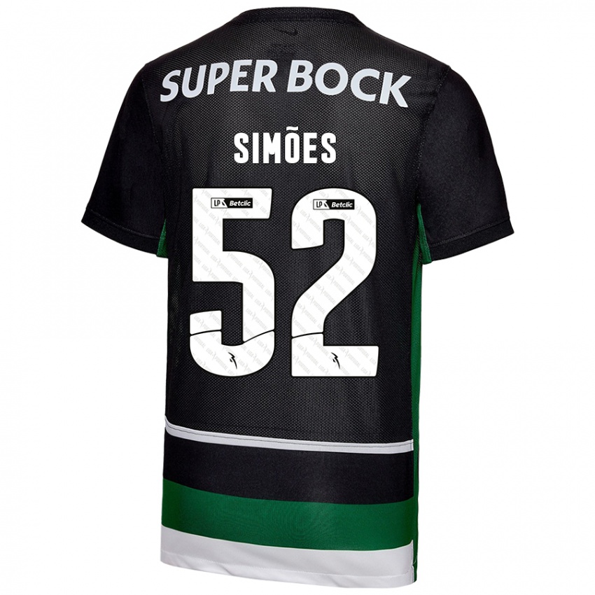 Kinderen João Simões #52 Zwart Wit Groen Thuisshirt Thuistenue 2024/25 T-Shirt