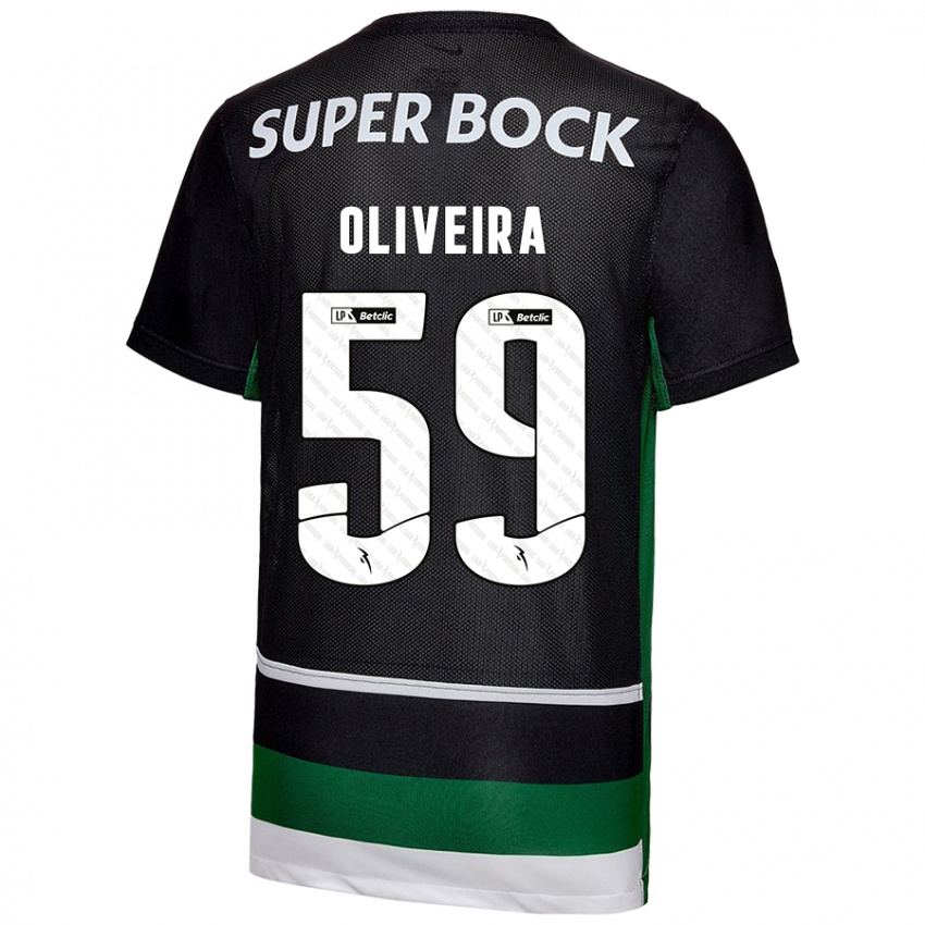 Kinderen Kauã Oliveira #59 Zwart Wit Groen Thuisshirt Thuistenue 2024/25 T-Shirt