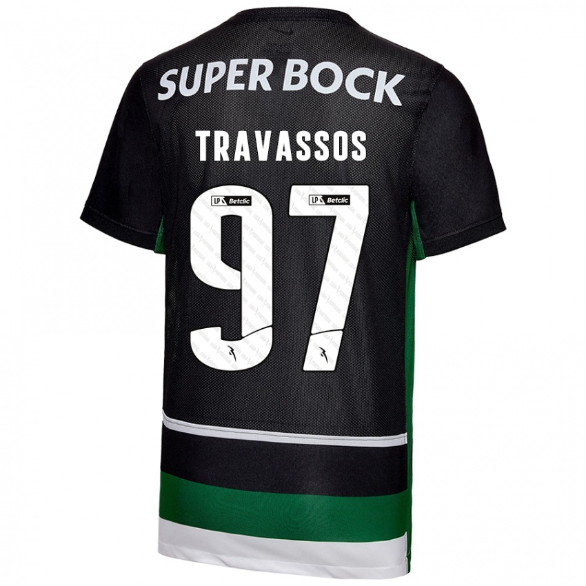 Kinderen Travassos #97 Zwart Wit Groen Thuisshirt Thuistenue 2024/25 T-Shirt