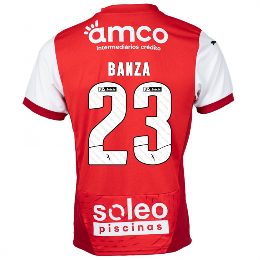 Kinderen Simon Banza #23 Rood Wit Thuisshirt Thuistenue 2024/25 T-Shirt